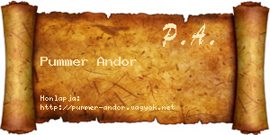 Pummer Andor névjegykártya